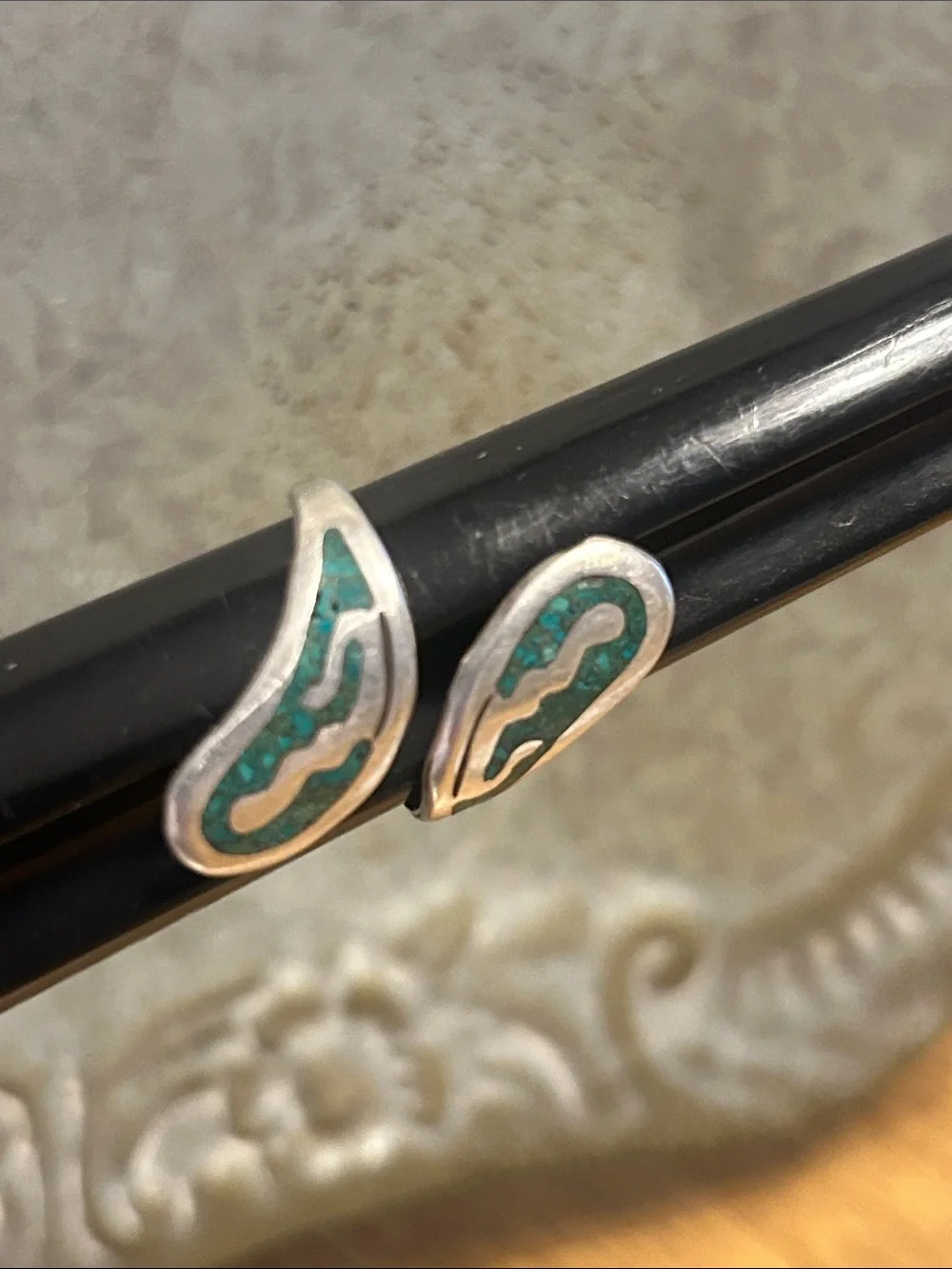 Sterling Silver Turquoise Inlay Wrap Bypass Ring - Women's Green Stone Jewelry
